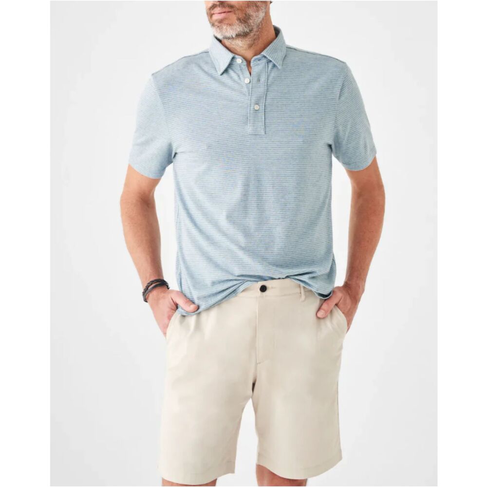 Faherty Movement Polo Men's Size S Tidal Reef Stripe Short Sleeve Casual Top Fit